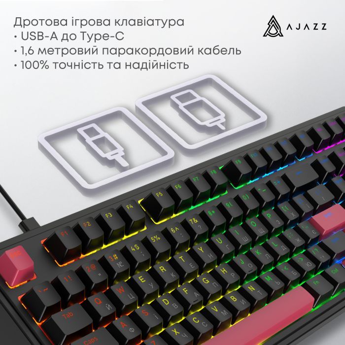 Клавіатура Ajazz AK980 Red Switch USB UA Black (AK980-R-BR) зображення 7