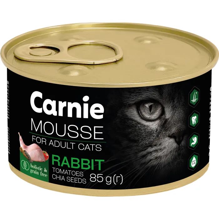 Паштет для кошек Carnie с кроликом, семенами чиа, томатами и желе 85 г (4820255195537)