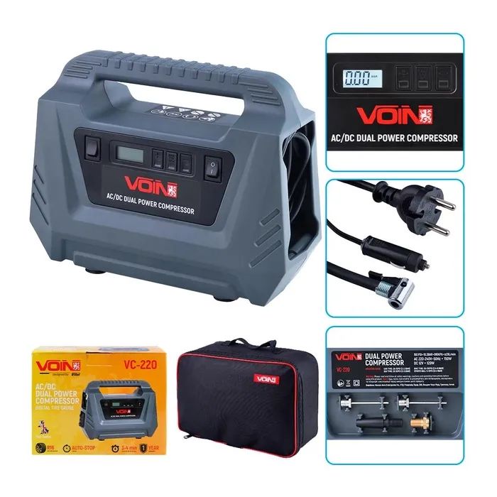 Автомобільний компресор VOIN VC-220 116psi/10А/25л (VC-220 AC /DC) зображення 6