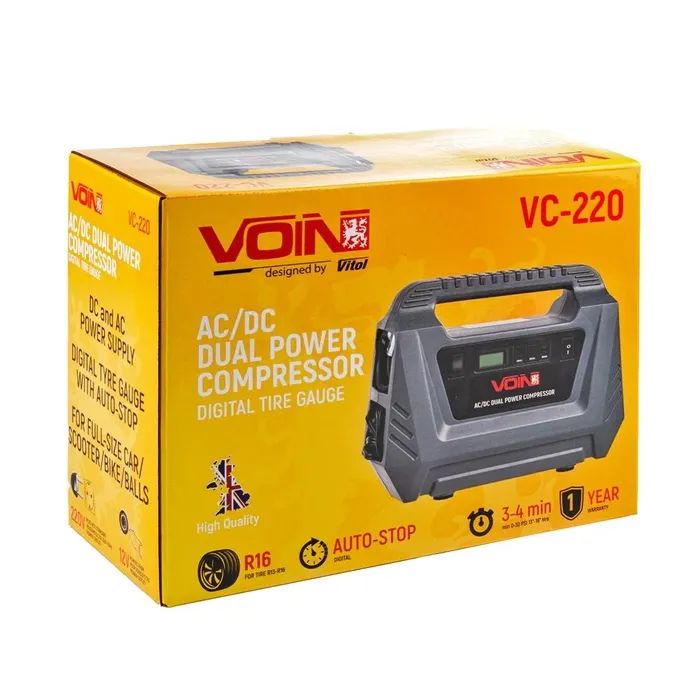 Автомобільний компресор VOIN VC-220 116psi/10А/25л (VC-220 AC /DC) зображення 7