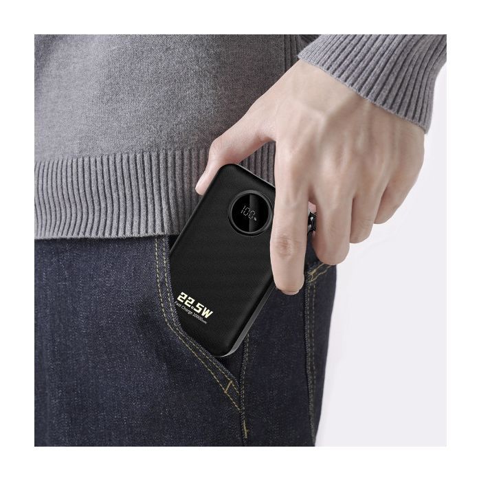 Батарея універсальна Dudao 20000mAh K14+ 22.5W, PD, QC, USB-A, USB-C(In/Out), with built-in USB-C/Lightning cables, Black (6977196680016) зображення 5