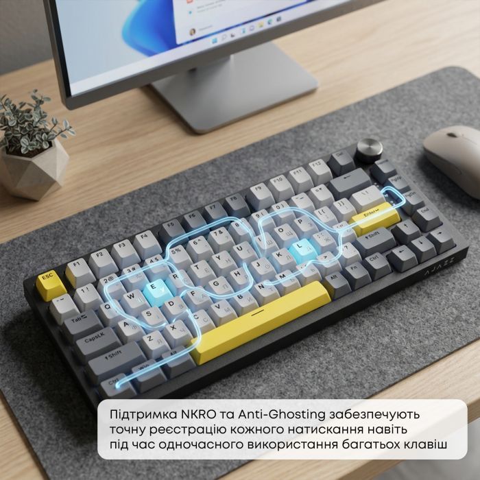 Клавіатура Ajazz AK820 Sea Salt Switch RGB USB-C UA Black (AK820-SS-BGY) зображення 15