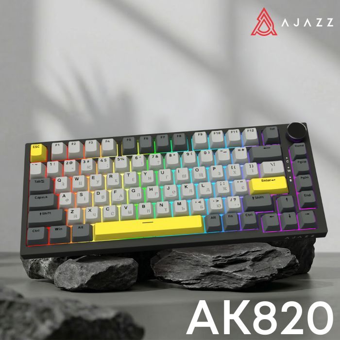 Клавіатура Ajazz AK820 Sea Salt Switch RGB USB-C UA Black (AK820-SS-BGY) зображення 6