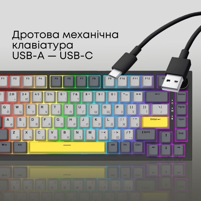 Клавіатура Ajazz AK820 Sea Salt Switch RGB USB-C UA Black (AK820-SS-BGY) зображення 7