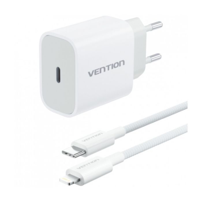 Зарядний пристрій Vention 1xUSB-C PD20W + cable USB-C to Lightning white (G17W0-EU)