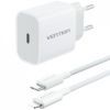 Зарядний пристрій Vention 1xUSB-C PD20W + cable USB-C to Lightning white (G17W0-EU)