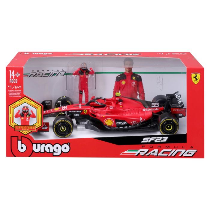 Масштабна модель автомобіля Bburago Автомодель з фігуркою - Ferrari SF-23, 1:24 (18-26809) зображення 2