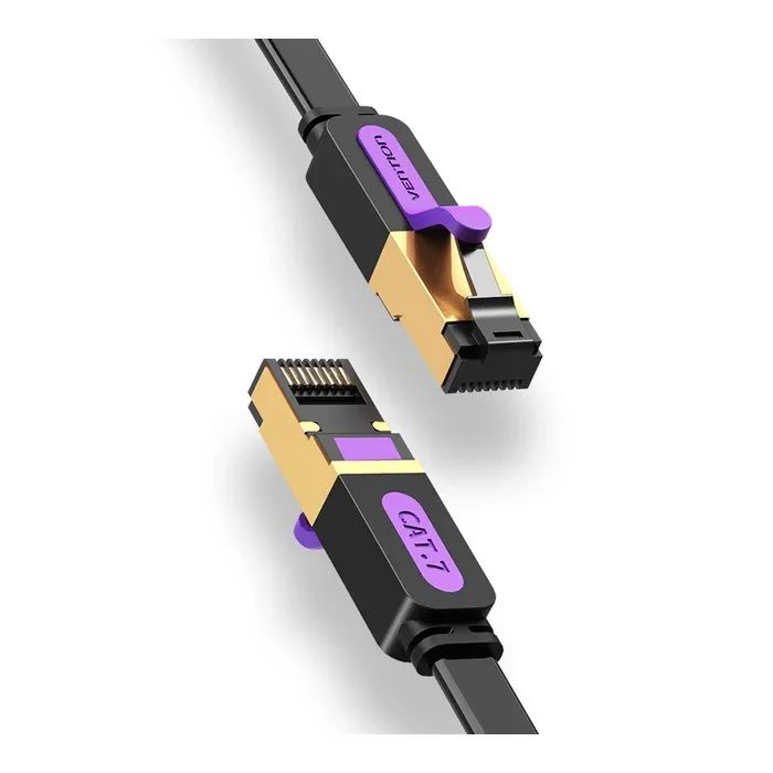 Патч-корд 10м, UTP cat 7 RJ-45 flat black Vention (ICABL)