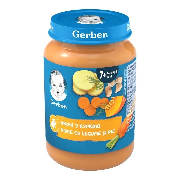 Детское пюре Gerber Овощи с курицей с 7 месяцев 190 г (1227384)