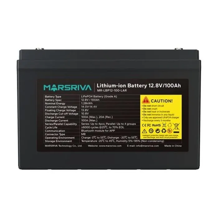 Батарея LiFePo4 Marsriva 12.8V 100Ah 1.28kWh (MR-LBP12-100-LAR) зображення 2