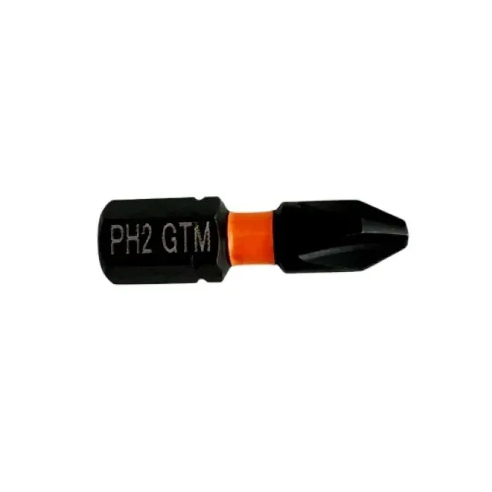 Набор бит GTM ударных, PH2, 25мм, 2шт. (SBI-H2-25B) изображение 2