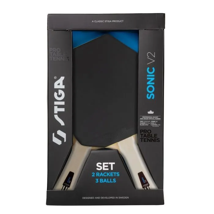 Комплект для настольного тенниса Stiga Sonic V2 Cybershape 2 Bats 3 Balls (1210-1206-35) (931946) изображение 4