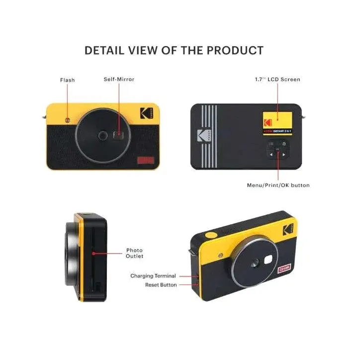 Камера миттєвого друку Kodak Mini Shot 2 Retro Yellow (C210R) зображення 4