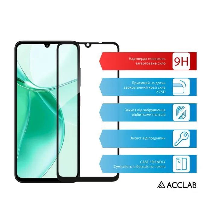 Скло захисне ACCLAB Full Glue ESD ZTE Blade A36 Black (1283126635595) зображення 3