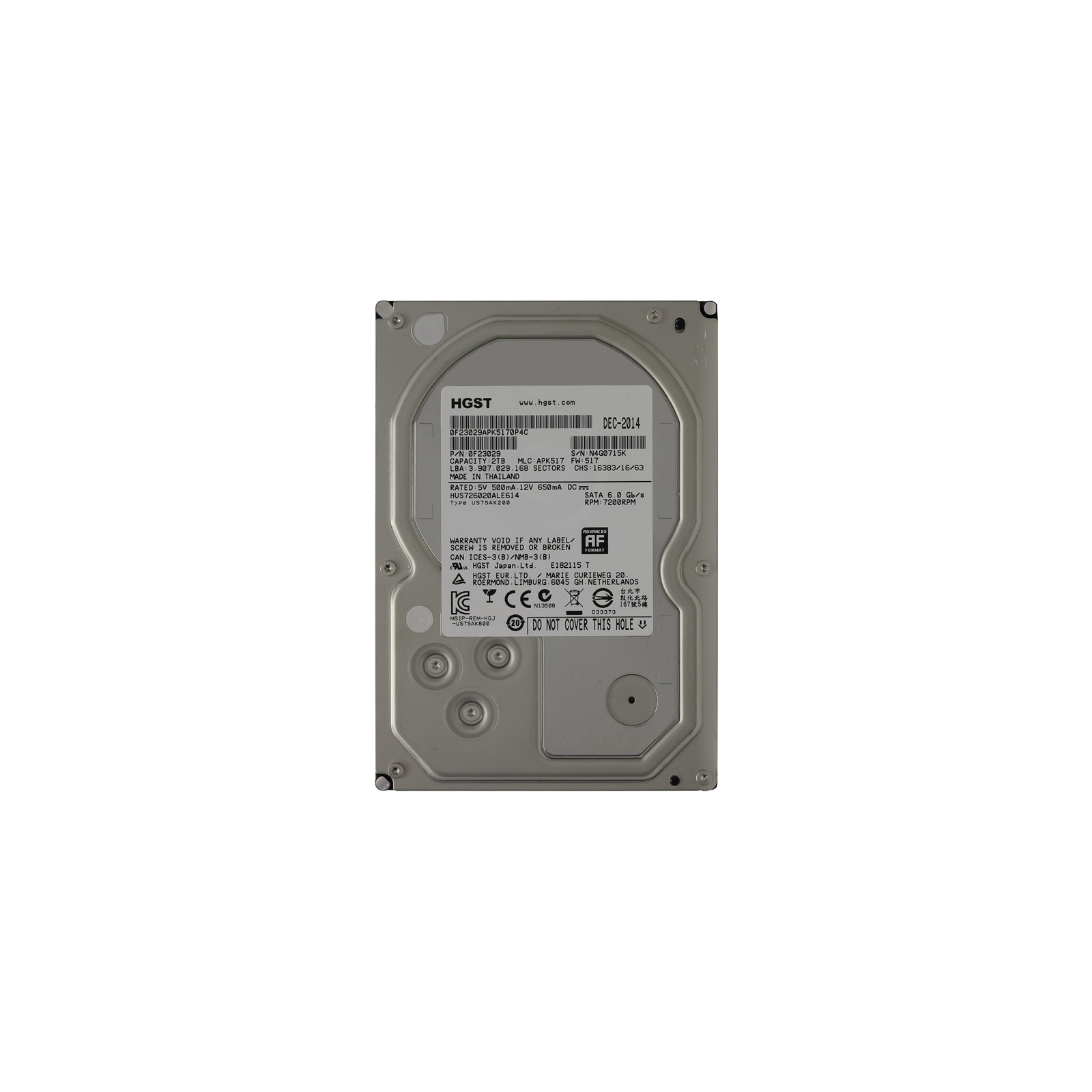 Жорсткий диск 3.5" 2TB WDC Hitachi HGST (0F23029 / HUS726020ALE614)
