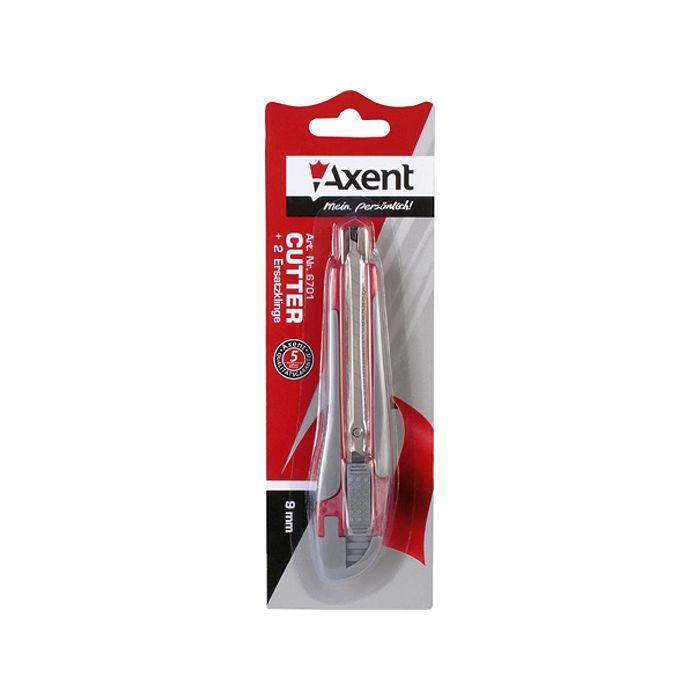 Нож канцелярский Axent 9мм, metal runners, rubber inserts (6701-А) изображение 2