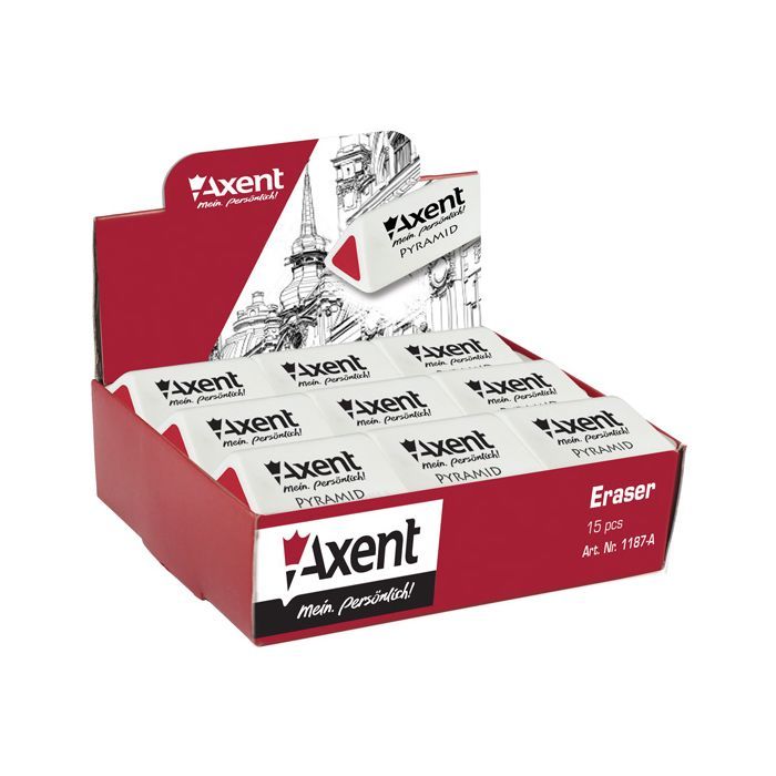 Ластик Axent soft Pyramid, white-red (display) (1187-А) изображение 2