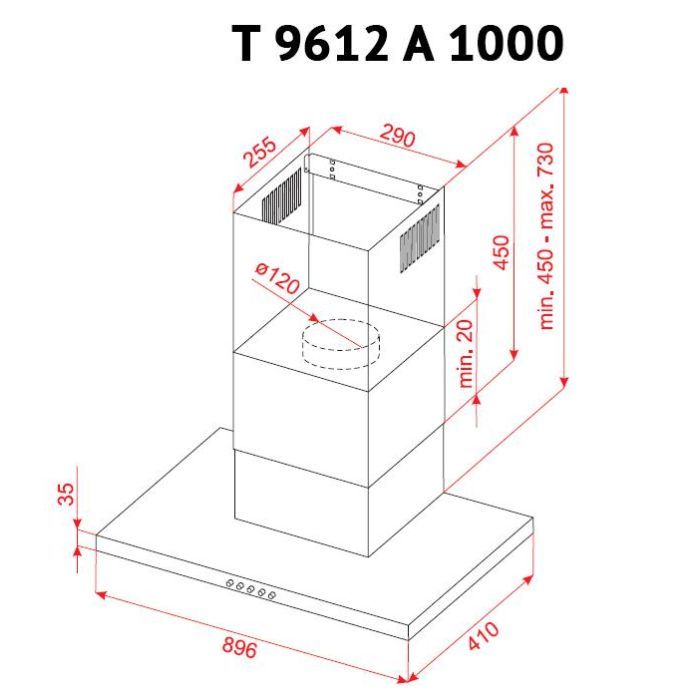 Витяжка кухонна Perfelli T 9612 A 1000 W LED зображення 10