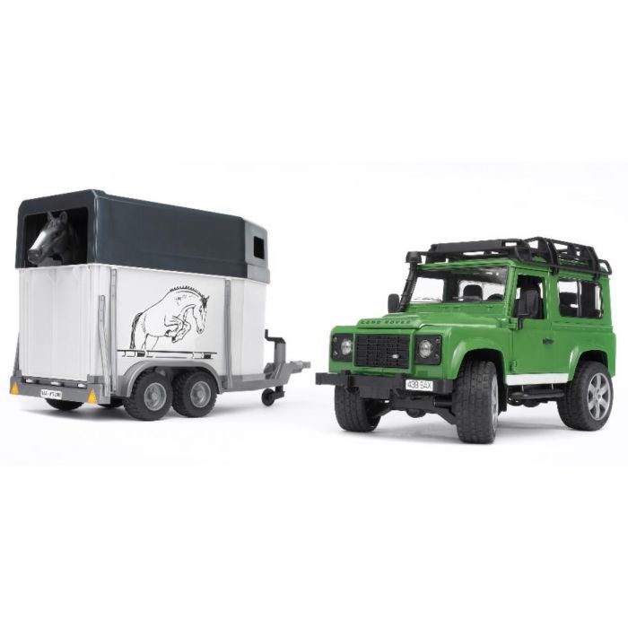 Спецтехника Bruder джип Land Rover Defender с прицепом и лошадкой М1:16 (02592) изображение 2