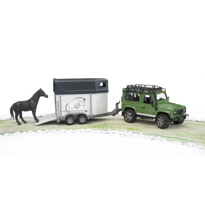 Спецтехника Bruder джип Land Rover Defender с прицепом и лошадкой М1:16 (02592) изображение 3