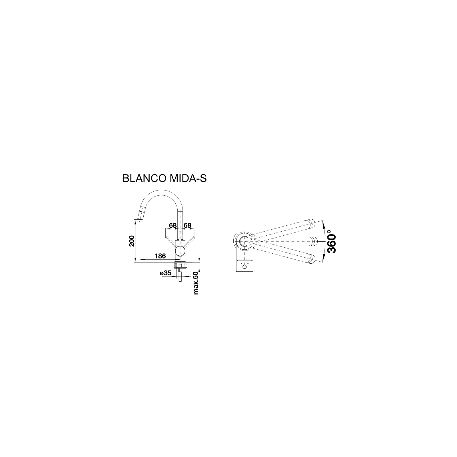 Смеситель Blanco MIDA-S ХРОМ (521454) изображение 2