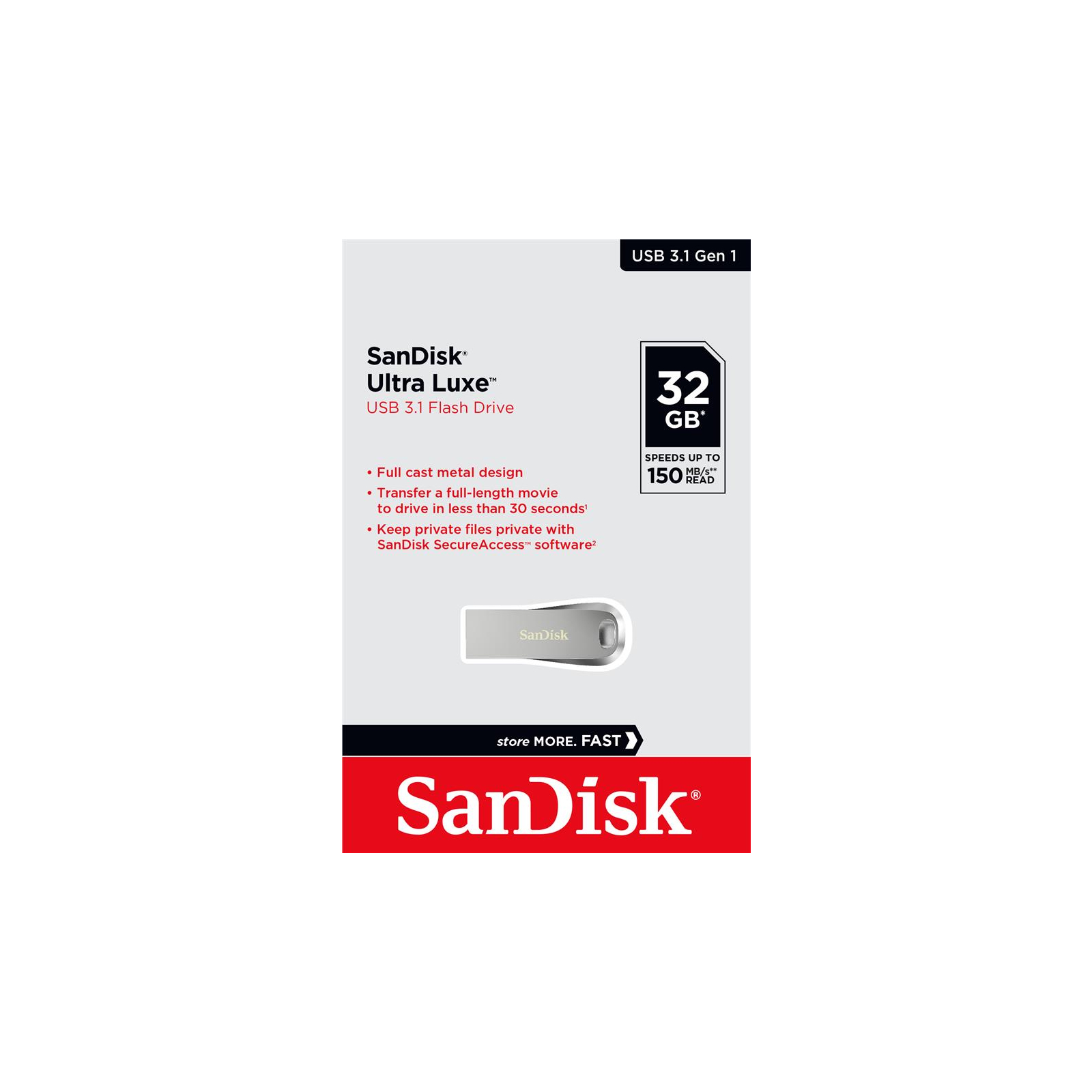 USB флеш накопитель SanDisk 128GB Ultra Luxe USB 3.1 (SDCZ74-128G-G46) изображение 5