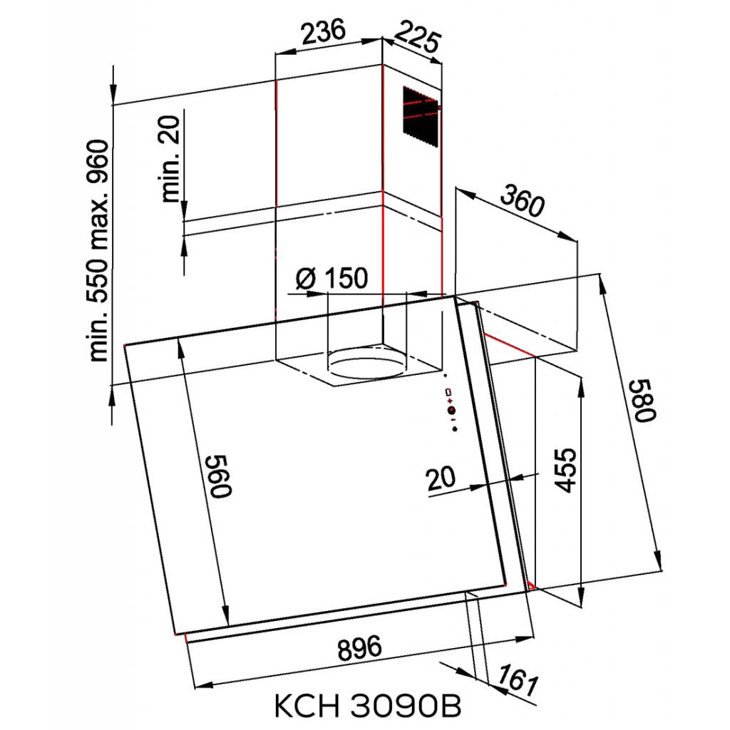 Витяжка кухонна Kernau KCH 3090 B зображення 3