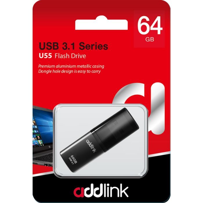 USB флеш накопитель AddLink 64GB U55 Black USB 3.1 (ad64GBU55B3) изображение 2