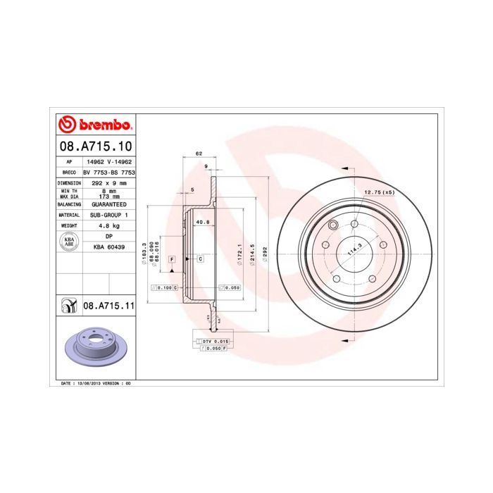 Гальмівний диск Brembo 08.A715.10