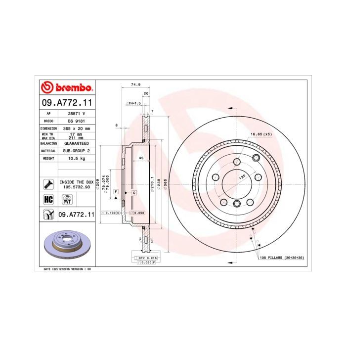 Гальмівний диск Brembo 09.A772.11