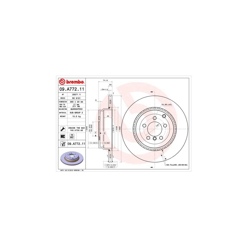 Тормозной диск Brembo 09.A772.11
