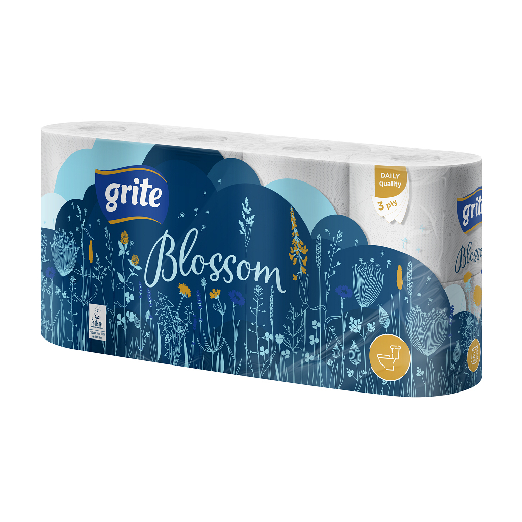 Туалетний папір Grite Blossom 3 шари 8 рулонів (4770023348675/4770023346749)