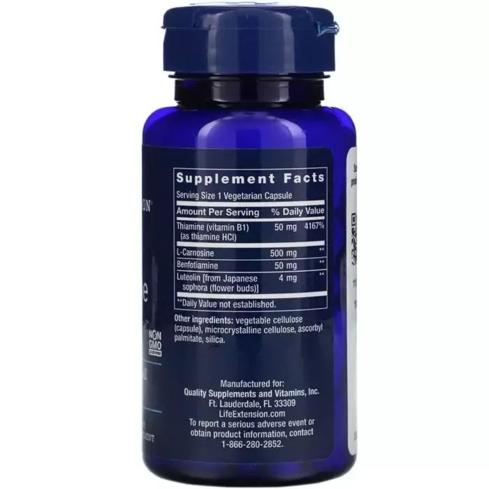 Вітамінно-мінеральний комплекс Life Extension Супер Карнозин, Super Carnosine, 500 мг, 60 вегетаріанських (LEX-20206) зображення 2
