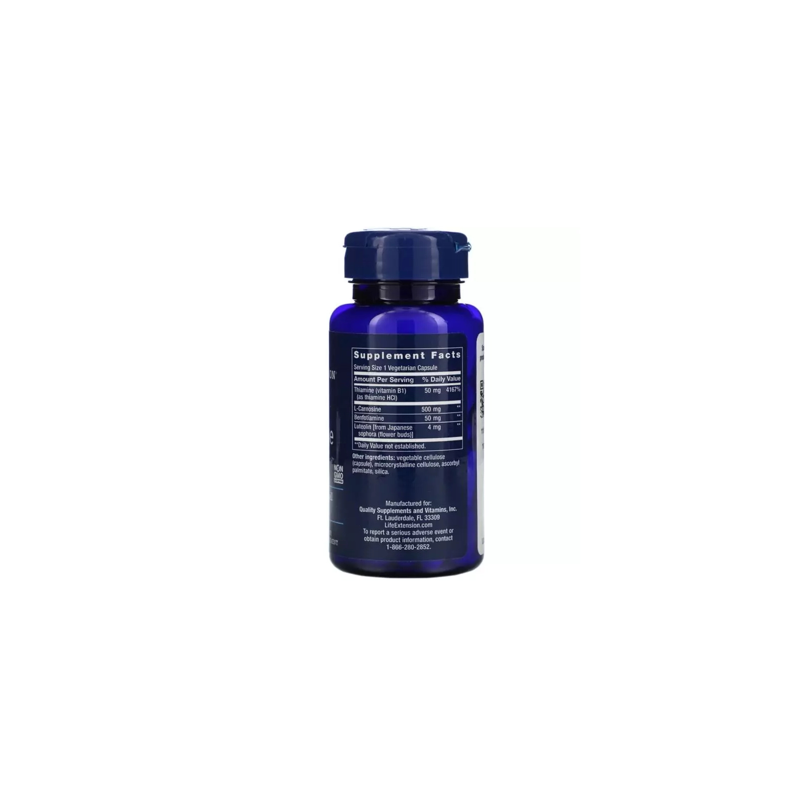 Вітамінно-мінеральний комплекс Life Extension Супер Карнозин, Super Carnosine, 500 мг, 60 вегетаріанських (LEX-20206) зображення 2