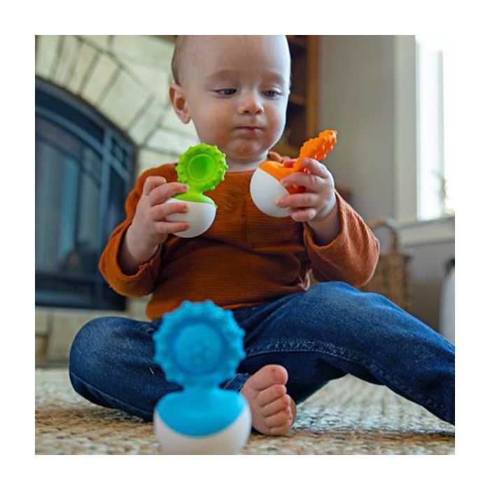 Погремушка Fat Brain Toys прорезыватель-неваляшка dimpl wobl голубой (F2174ML) изображение 3