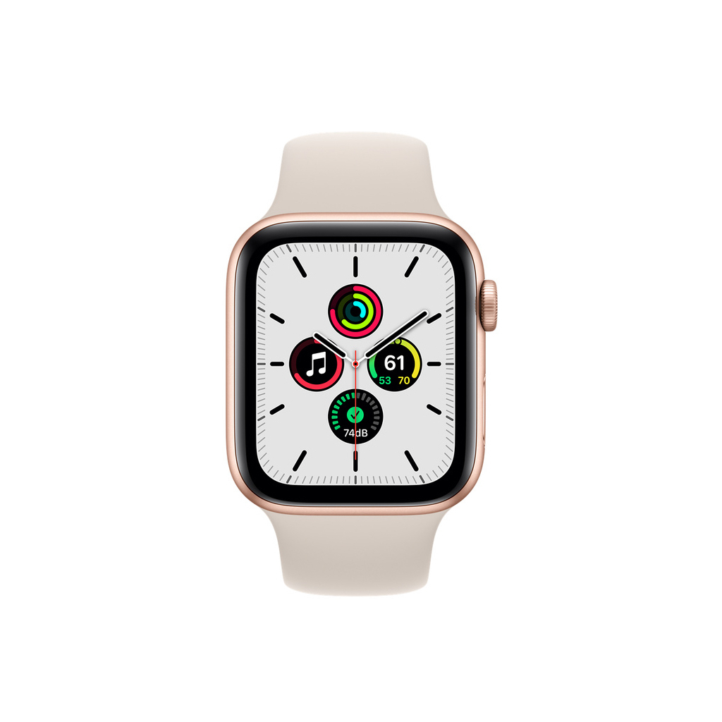 Смарт-годинник Apple Watch SE GPS, 44mm Gold Aluminium Case with Starlight Sport (MKQ53UL/A) зображення 2
