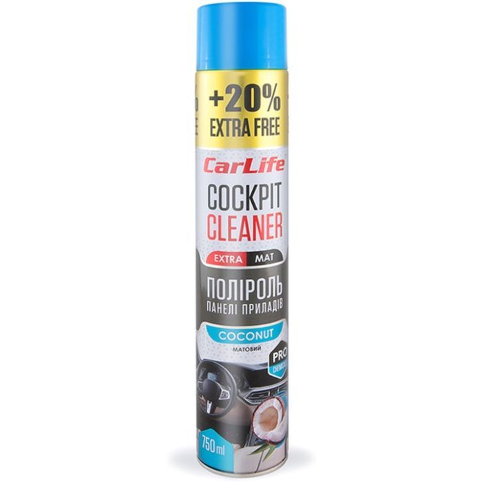 Автополироль CarLife Cockpit Cleaner EXTRA MAT Кокос 750мл (CF777)