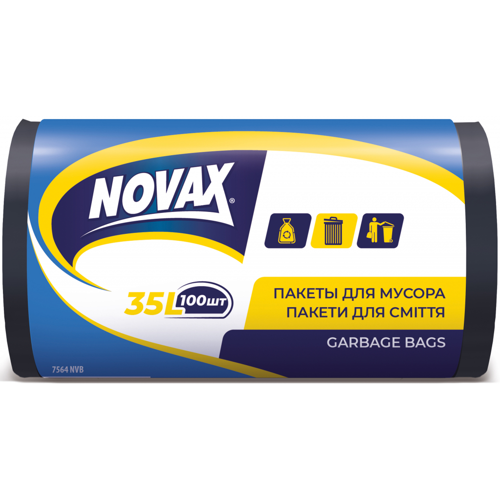 Пакети для сміття Novax чорні 35 л 100 шт. (4823058317564)