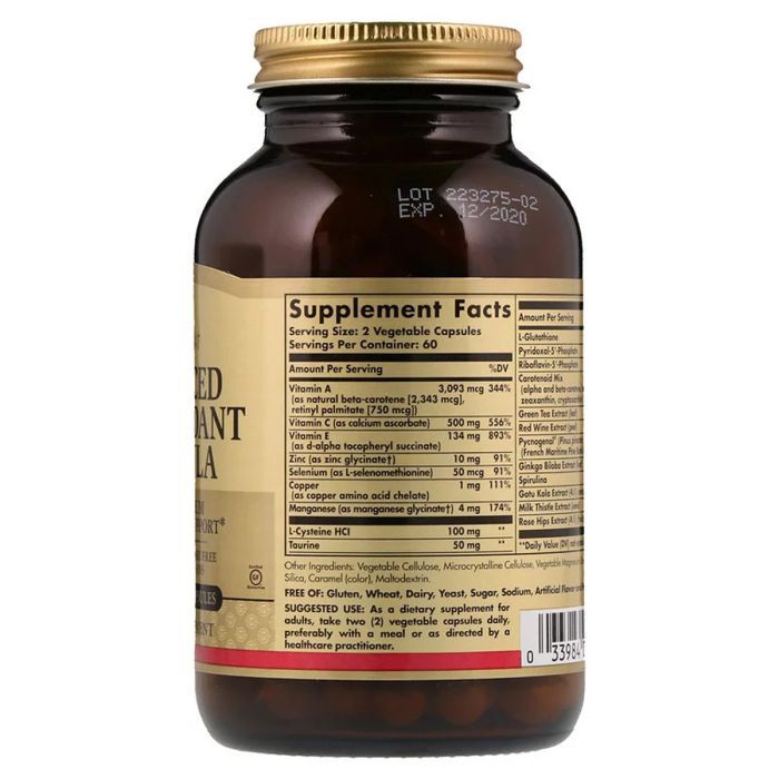 Антиоксидант Solgar Антиоксидантная Формула, Advanced Antioxidant Formula, 120 к (SOL-01035) изображение 2