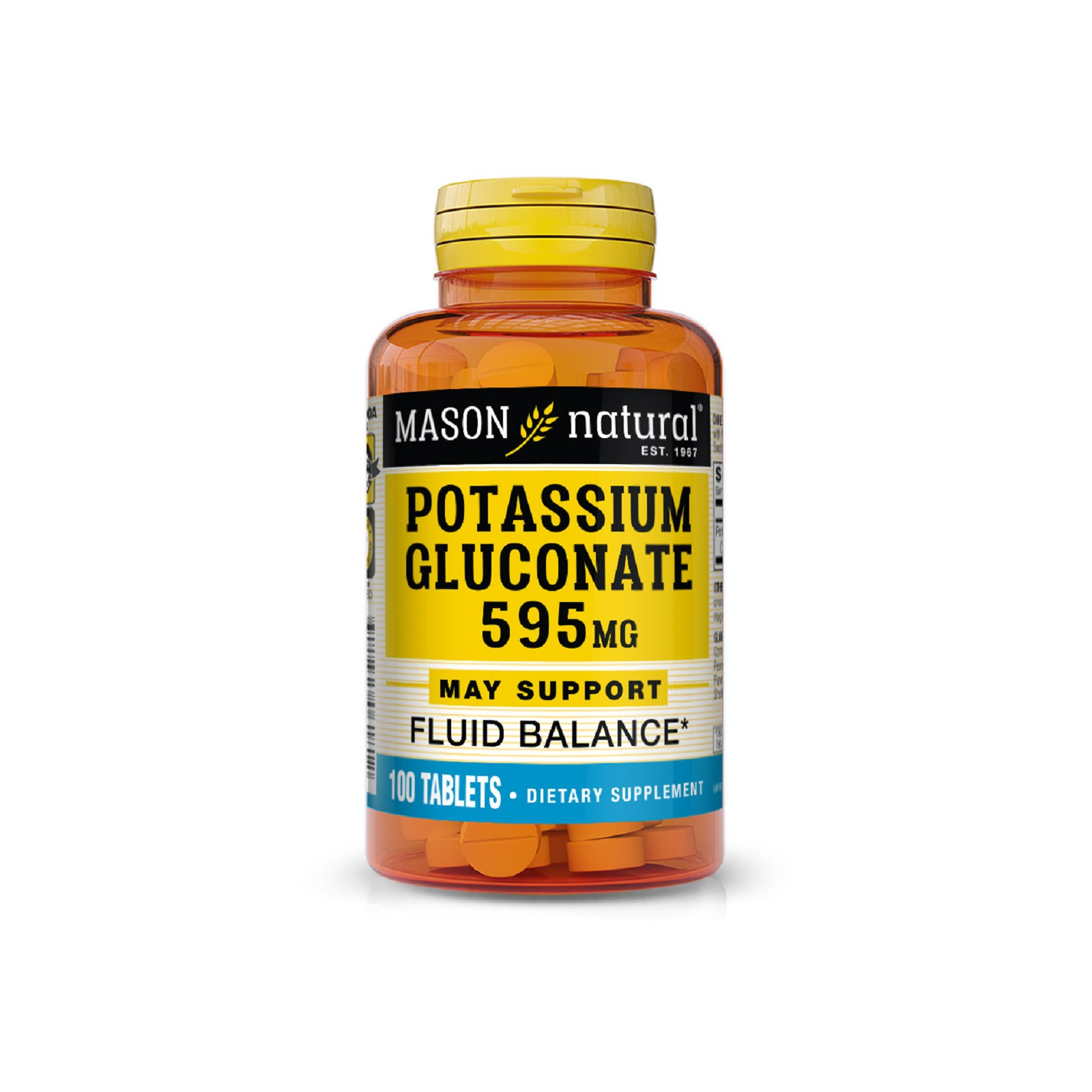 Минералы Mason Natural Калий Глюконат 595мг, Potassium Gluconate, 100 таблеток (MAV06181)