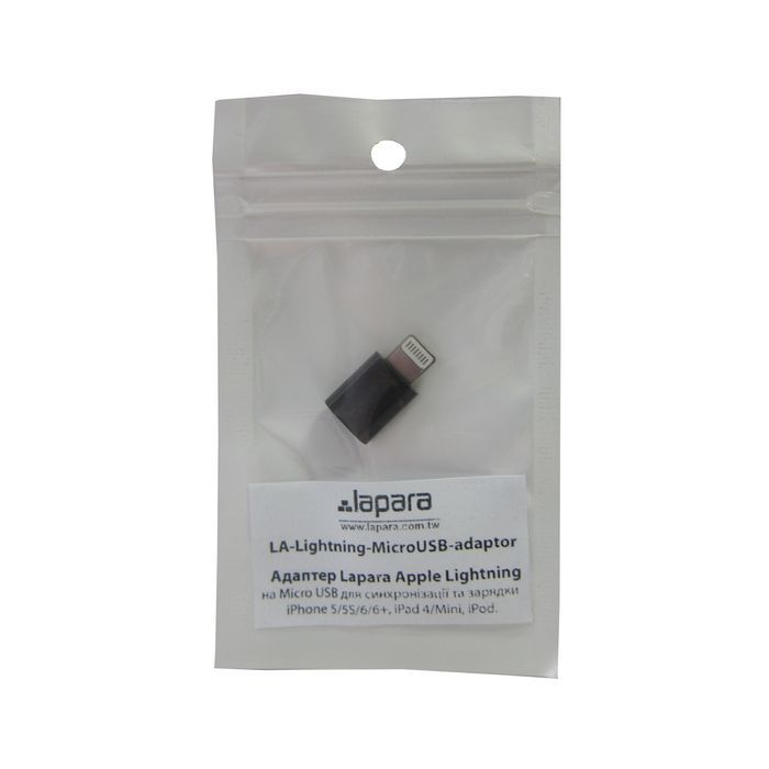 Переходник Lightning to Micro USB Lapara (LA-Lightning-MicroUSB-adaptor black) изображение 2