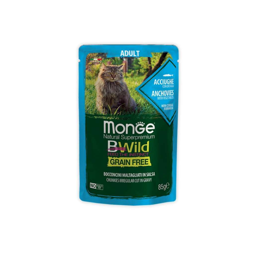 Влажный корм для кошек Monge BWild Cat Free Wet с анчоусами и овощами 85 г (8009470012775)