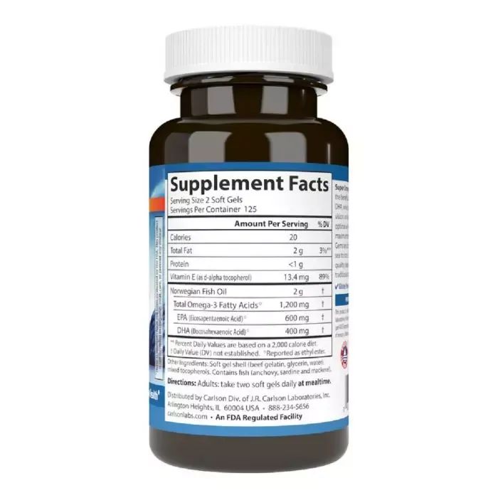 Жирные кислоты Carlson Супер Омега-3, Super Omega-3 Gems, 250 желатиновых капсул (CAR-01522) изображение 2