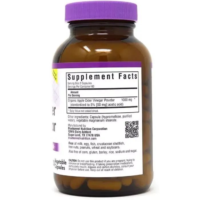 Трави Bluebonnet Nutrition Яблучний оцет, Apple cider vinegar, 120 вегетаріанських капсул (BLB0984) зображення 2