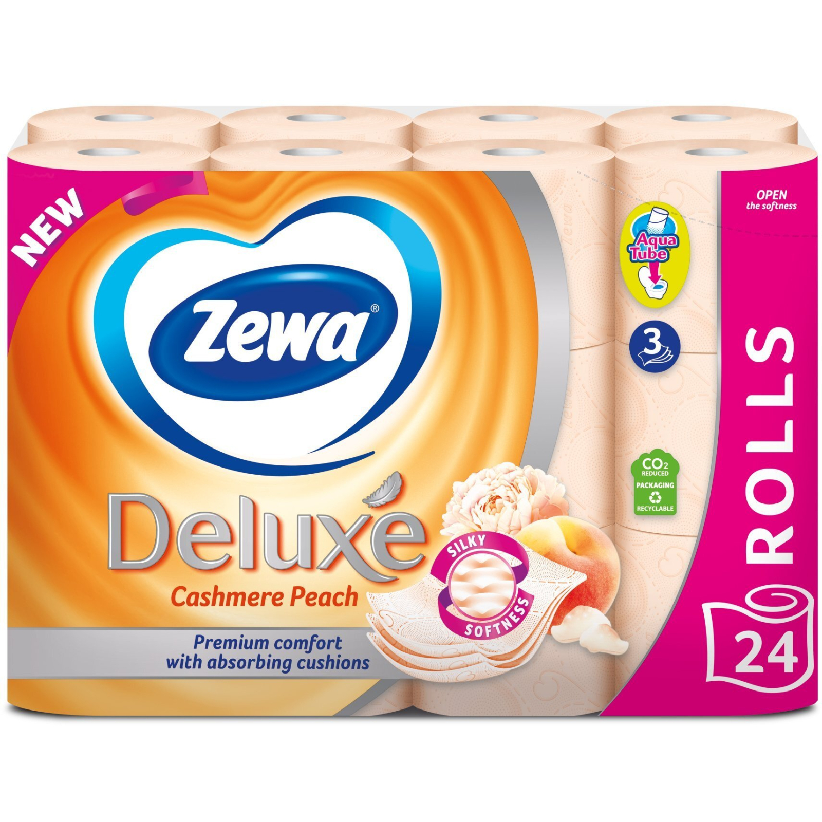 Туалетная бумага Zewa Deluxe Персик 3 слоя 16 рулонов (7322540201192)