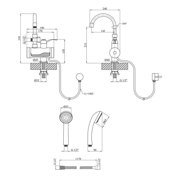 Проточный водонагреватель Kroner Volt-CW191MDS (CV023248) изображение 5