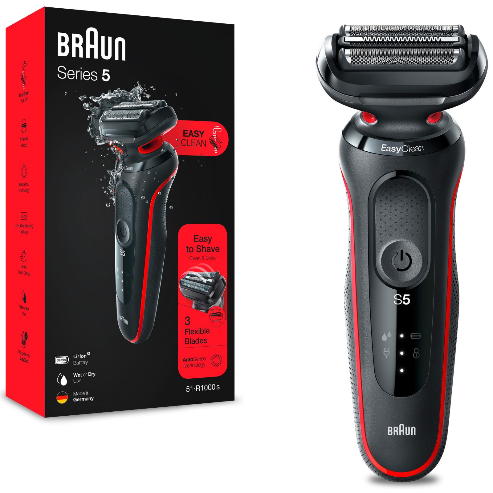 Электробритва Braun Series 5 51-R1000s BLACK / RED изображение 2
