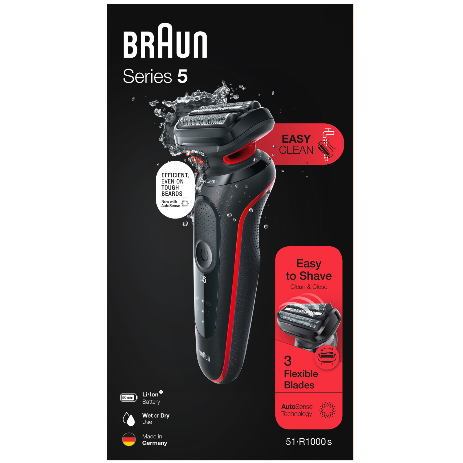 Электробритва Braun Series 5 51-R1000s BLACK / RED изображение 8
