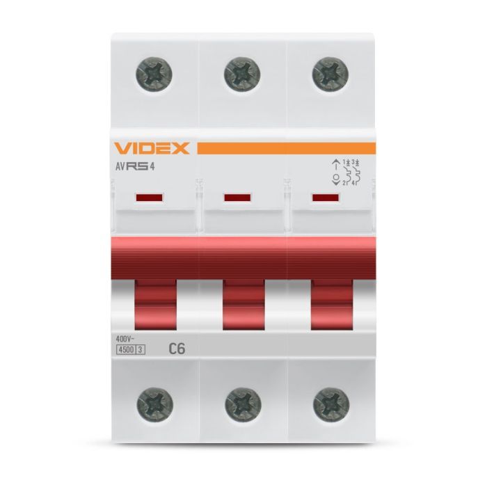 Автоматичний вимикач Videx RS4 RESIST 3п 6А С 4,5кА (VF-RS4-AV3C06) зображення 2