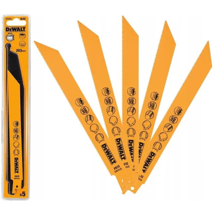 Полотно DeWALT для шабельних пилок, по металу, швидкий пропил, 203 мм, 14 TPI, 5 шт (DT2353) зображення 3